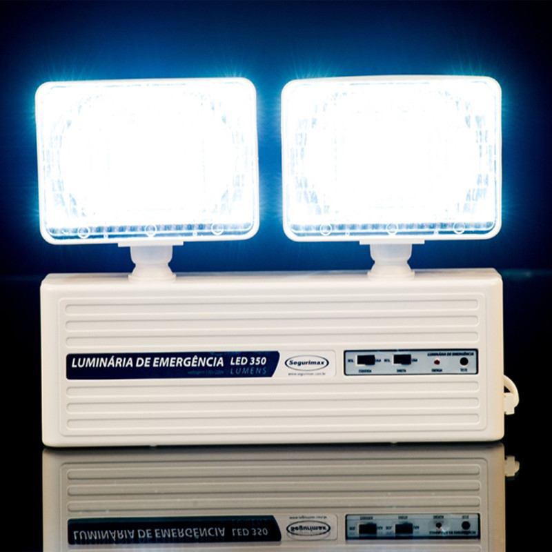Iluminação emergência LED 2 faróis 350 lumens com bateria selada